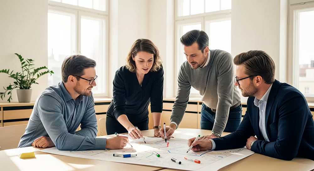 Mehrere Personen planen gemeinsam ein Projekt